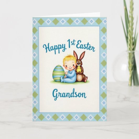 Blue And Green Easter Card Karte (Vorderseite)
