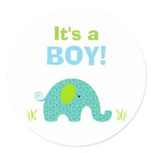 Blue and Green Elephant Baby Dusche Siegel