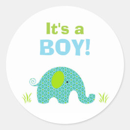 Blue and Green Elephant Baby Dusche Siegel Runder Aufkleber