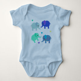 Blue and Green Elephants Baby Bodysuit Baby Strampler