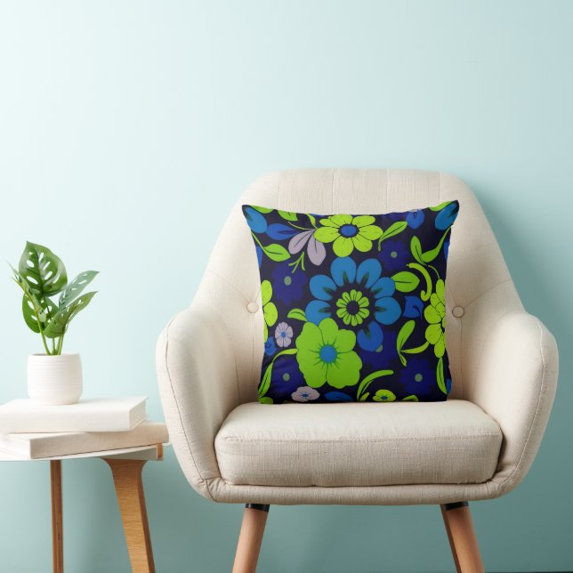 Blue and Green Flower Throw pillow Kissen (Stuhl )