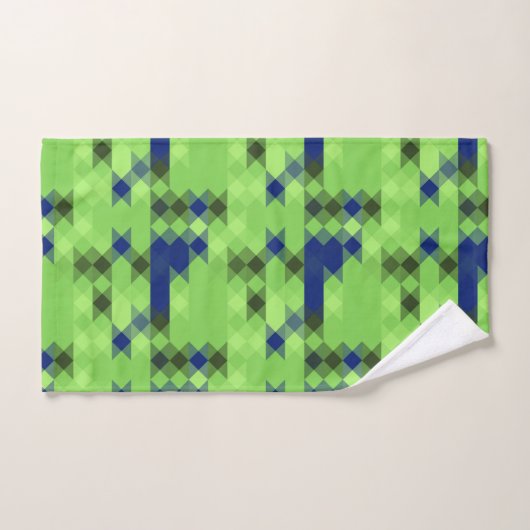 blue and green geometric pattern badhandtuch set (Handtuch)