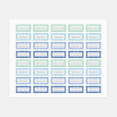 Blue and Green Gingham Kariert Four Kid School Etiketten (Blatt)