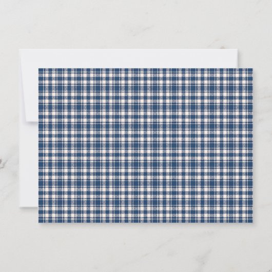 Blue and Green Gingham Plaid Tartan Monogram Mitteilungskarte (Rückseite)