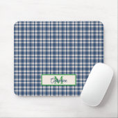 Blue and Green Gingham Plaid Tartan Monogram Mousepad (Mit Mouse)