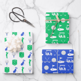 Blue and Green Golf Icons Geschenkpapier Set