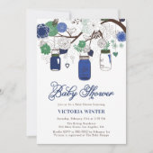 Blue and Green Hanging Mason Jars Baby Shower Einladung (Vorderseite)