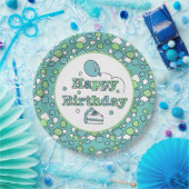 Blue and Green Happy Birthday Pappteller (Party)