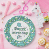 Blue and Green Happy Birthday Pappteller (Party)