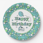 Blue and Green Happy Birthday Pappteller (Vorderseite)