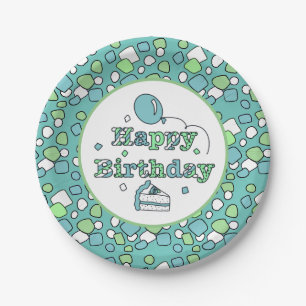 Blue and Green Happy Birthday Pappteller