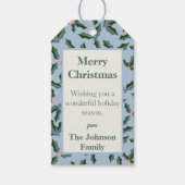 Blue and Green Holly Holiday Geschenkanhänger (Vorderseite)