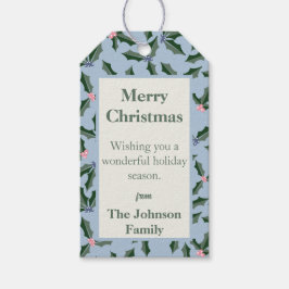 Blue and Green Holly Holiday Geschenkanhänger