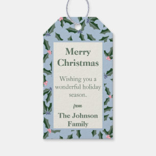 Blue and Green Holly Holiday Geschenkanhänger