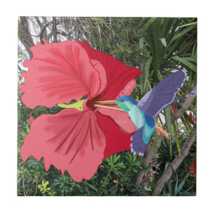 Blue and Green Humming Bird Fliese