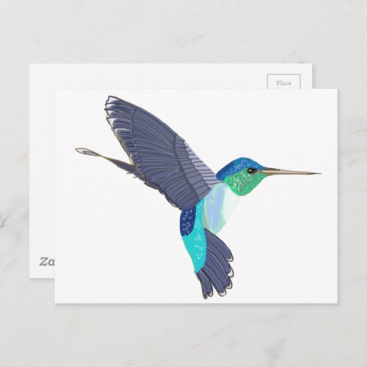 Blue and Green Humming Bird Postkarte (Vorne/Hinten)