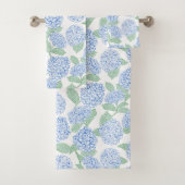 Blue and Green Hydrangea Floral Bath Towel Set (Insitu)