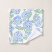 Blue and Green Hydrangea Floral Bath Towel Set (Waschlappen)
