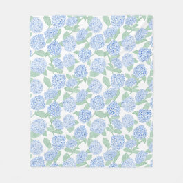 Blue and Green Hydrangea Floral Throw Blanket Fleecedecke
