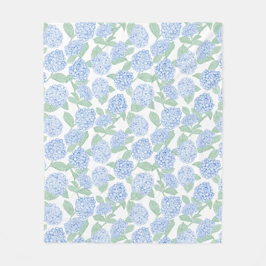 Blue and Green Hydrangea Floral Throw Blanket Fleecedecke (Vorderseite)