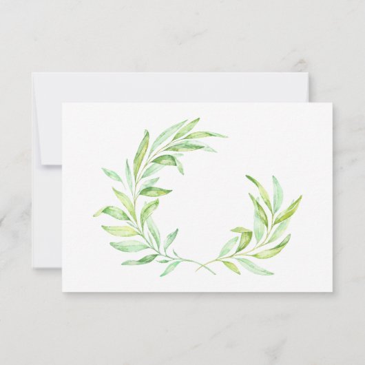 Blue and Green Laurel Wreath Wedding RSVP (Rückseite)