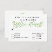 Blue and Green Laurel Wreath Wedding RSVP (Vorne/Hinten)