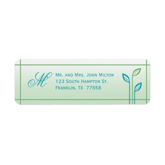 Blue and Green Leaf Wedding Return Address Label (Vorne)