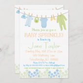 Blue and Green Litthes Baby Sprinkle Einladung (Vorne/Hinten)