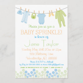 Blue and Green Litthes Baby Sprinkle Einladung