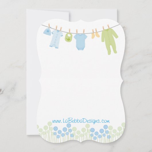 Blue and Green Litthes Sip and See Einladung (Rückseite)