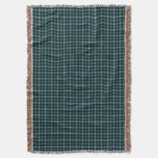Blue and Green MacRae Clan Hunting Tartan Decke (Vorderseite Vertikal)