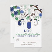 Blue and Green Mason Jars UAWG Wedding Einladung (Vorne/Hinten)