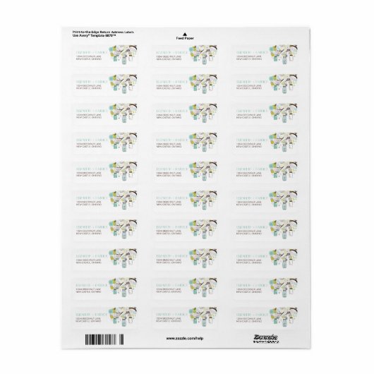 Blue and Green Mason Jars Wedding Address Label (Vorne)