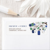 Blue and Green Mason Jars Wedding Address Label (Insitu)