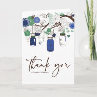 Blue and Green Mason Jars Wedding Dankeschön Card