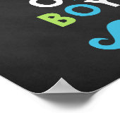 Blue and Green Mustache Chalkboard Baby Dusche Poster (Ecke)