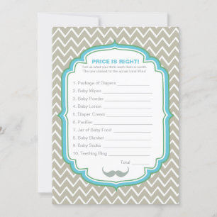Blue and Green Mustache Price ist die richtige Gam Einladung