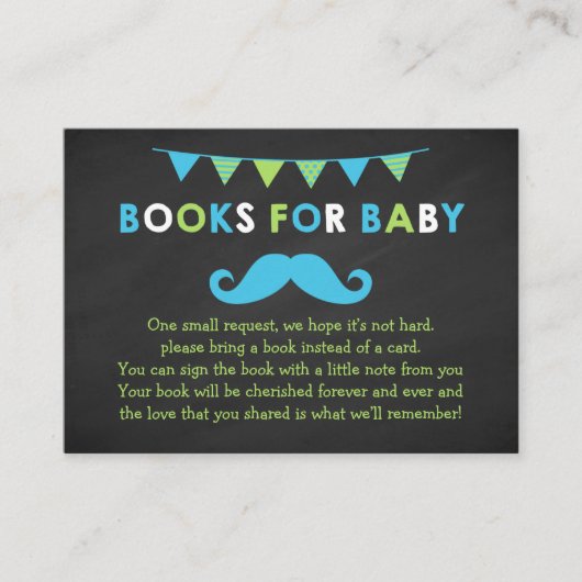 Blue and Green Mustache Shoe Book Request Card Begleitkarte (Vorderseite)