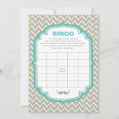 Blue and Green Mustak Baby Shower Bingo Game Card Einladung (Vorderseite)