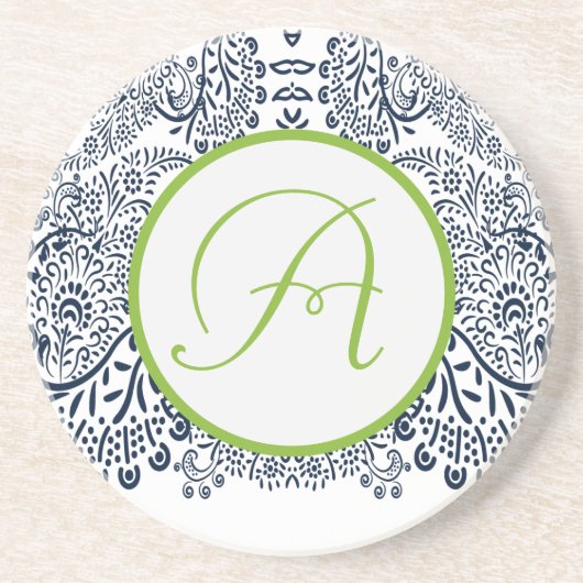 Blue and Green Paisley Love Bird Sandstein Untersetzer (Vorne)