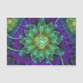 Blue and Green Pandoran Snap Lotus Fraktal Blume Seidenpapier