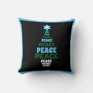 Blue and Green Peace Christmas Tree Single Initial Kissen