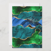 Blue and Green Peacock Agate Birthday Einladung (Rückseite)