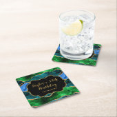 Blue and Green Peacock Agate Birthday Rechteckiger Pappuntersetzer (Vor Ort)