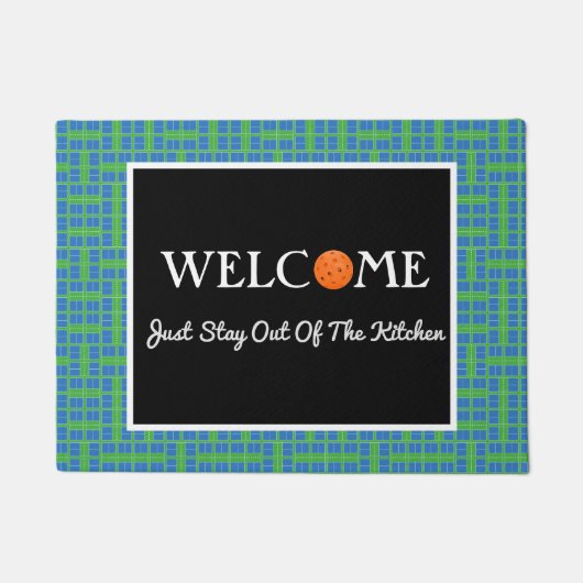 Blue and Green Pickleball Courts, Orange Ball Fußmatte (Vorderseite)