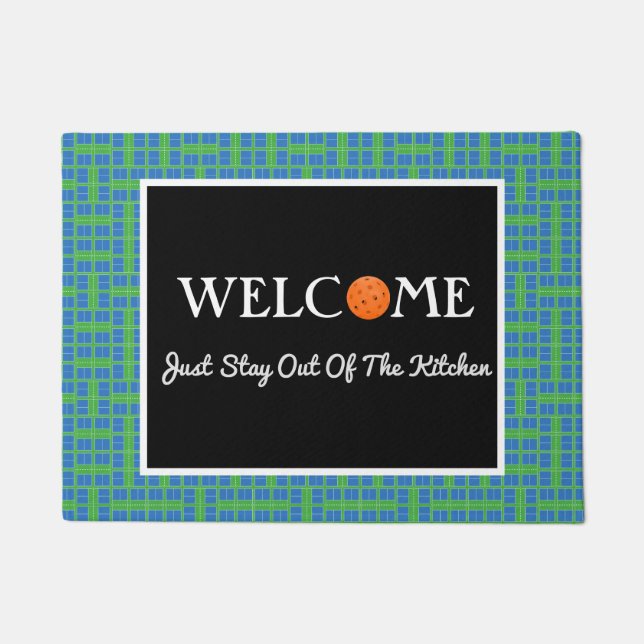 Blue and Green Pickleball Courts, Orange Ball Fußmatte (Vorderseite)