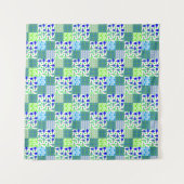 Blue and Green Pickleball Courts, Paddles & Balls Wandteppich (Vorderseite (Horizontal))