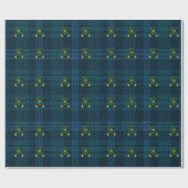Blue and Green Plaid Teddy Bear Wrapping Paper Geschenkpapier (Flach)