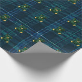 Blue and Green Plaid Teddy Bear Wrapping Paper Geschenkpapier (Ecke)