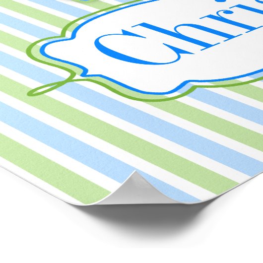 Blue and Green Polka Dot Giraffe Kinderzimmer Post Poster (Ecke)